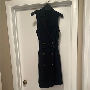 Banana Republic Black Sleeveless Double-Breasted Belted Midi Dress